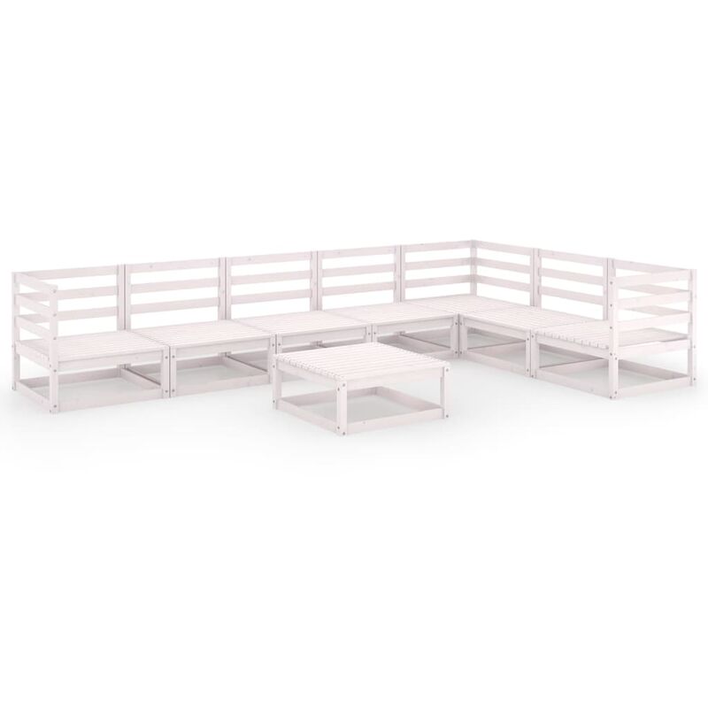 

Set de salón de jardín de 8 piezas blanco madera maciza de pino - Blanco - Youthup