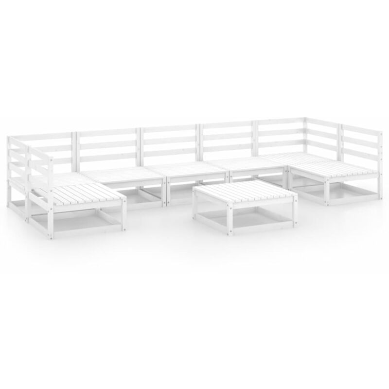 

Set de salón de jardín de 8 piezas madera maciza de pino - Blanco - Youthup