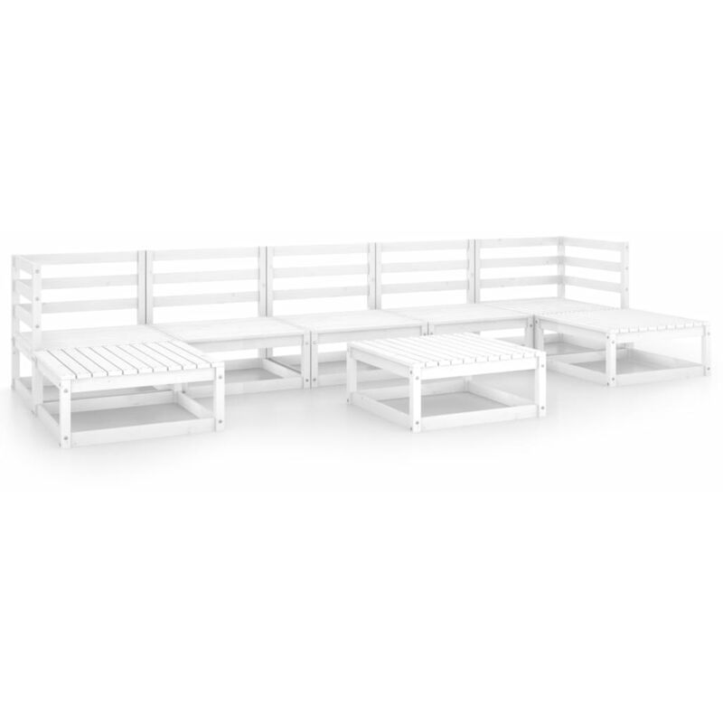 

Set de salón de jardín de 8 piezas madera maciza de pino - Blanco - Youthup