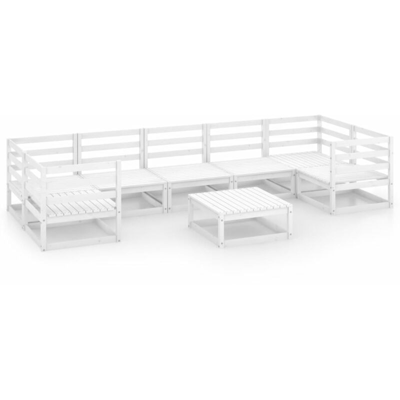 

Set de salón de jardín de 8 piezas madera maciza de pino - Blanco - Youthup