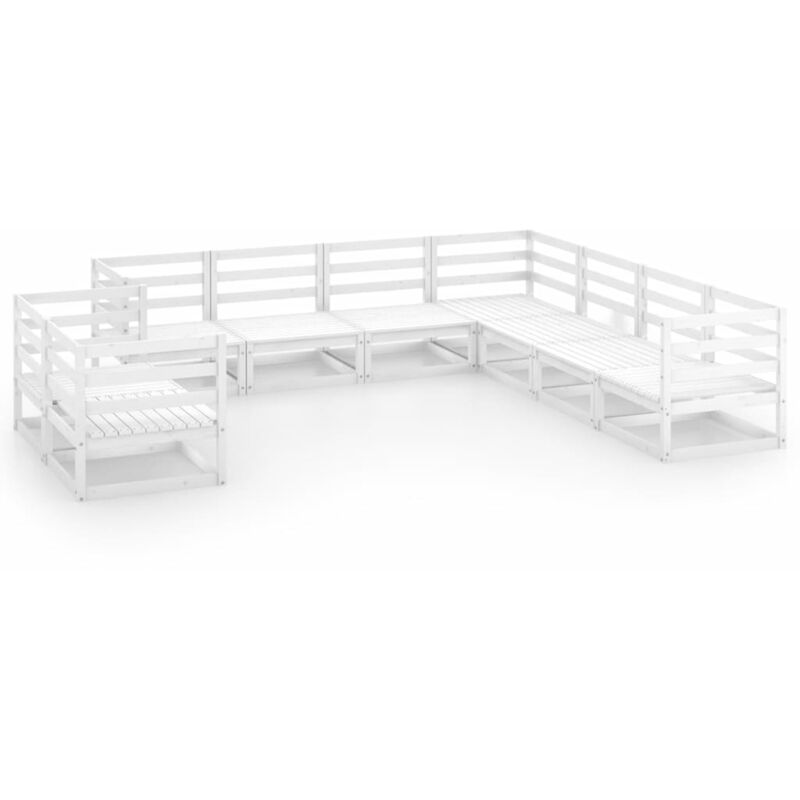 

Set de salón de jardín de 9 piezas blanco madera maciza de pino - Blanco - Youthup