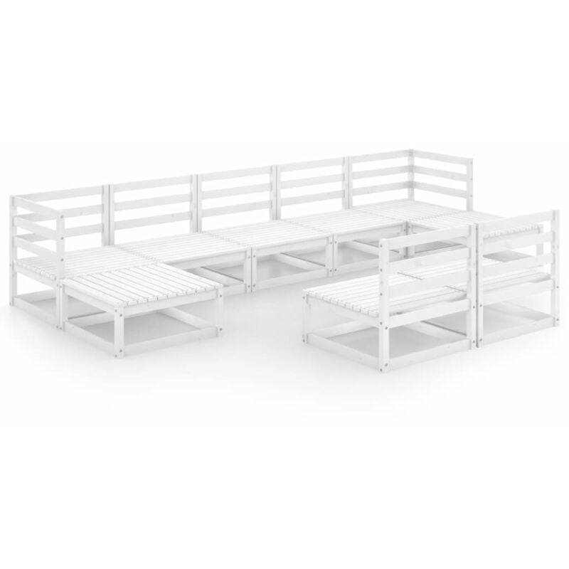 

Set de salón de jardín de 9 piezas madera maciza de pino - Blanco - Youthup