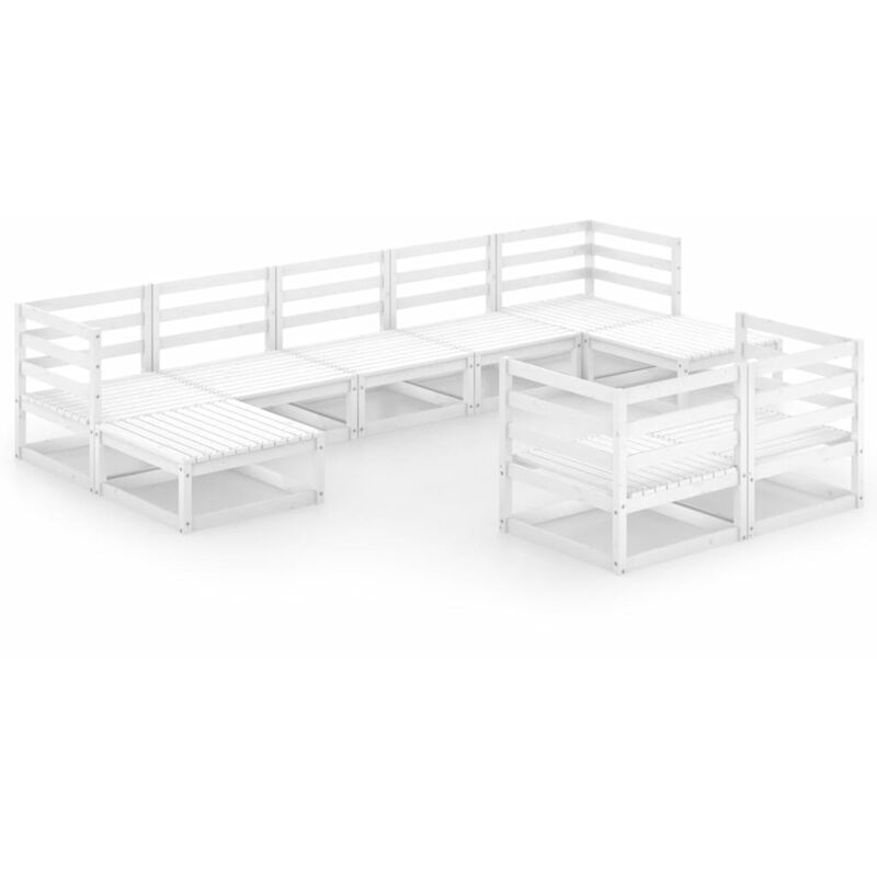 

Set de salón de jardín de 9 piezas madera maciza de pino - Blanco - Youthup