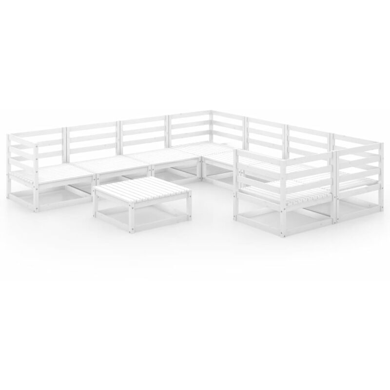 

Set de salón de jardín de 9 piezas madera maciza de pino - Blanco - Youthup