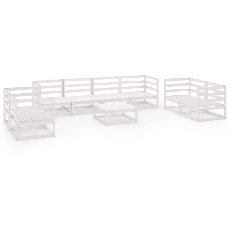 

Set de salón de jardín de 9 pzas blanco madera maciza de pino - Blanco - Youthup