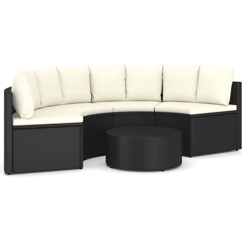

Set de sofás de jardín 5 piezas y cojines ratán sintético negro - Negro - Youthup