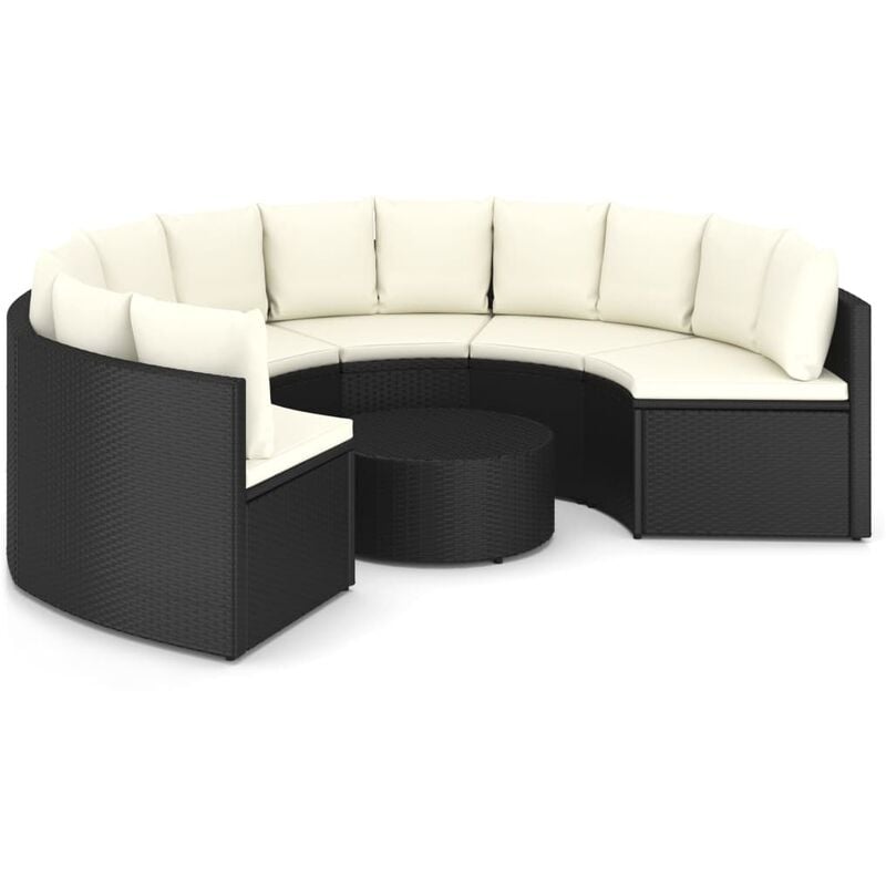 

Set de sofás de jardín 7 piezas y cojines ratán sintético negro - Negro - Youthup