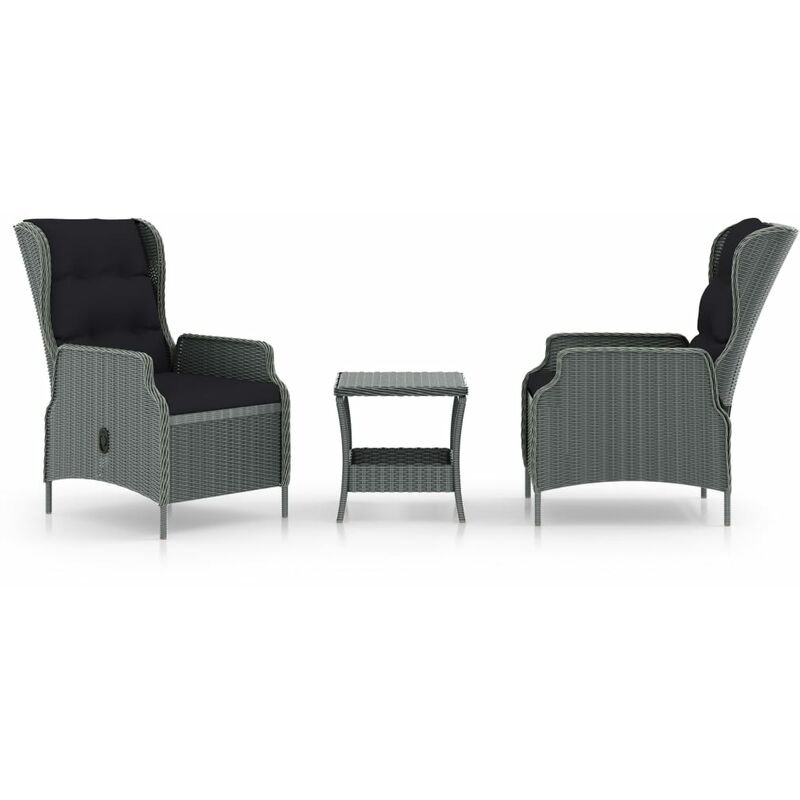 

Set muebles jardín 3 pzas ratán sintético gris claro y cojines - Gris - Youthup