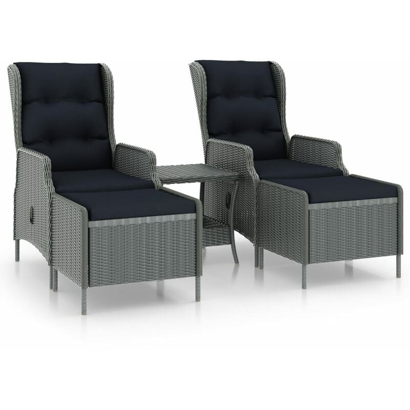 

Set muebles jardín 3 pzas ratán sintético gris claro y cojines - Gris - Youthup