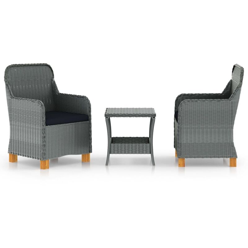 

Set muebles jardín 3 pzas ratán sintético gris claro y cojines - Gris - Youthup