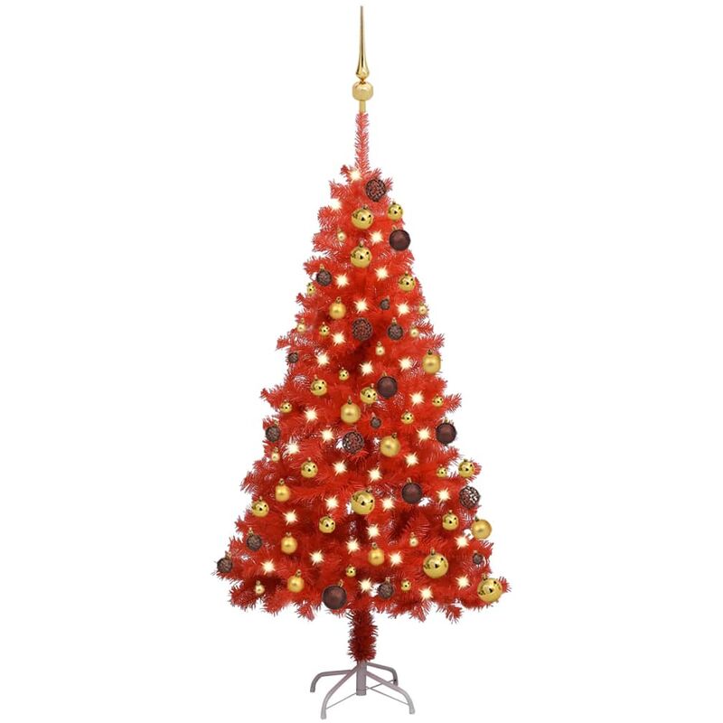 

Set árbol de Navidad artificial con LED y bola rojo 120 cm PVC - Youthup