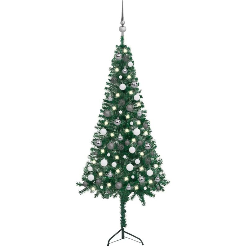 

Set árbol Navidad artificial esquina LED y bolas verde 150 cm - Youthup