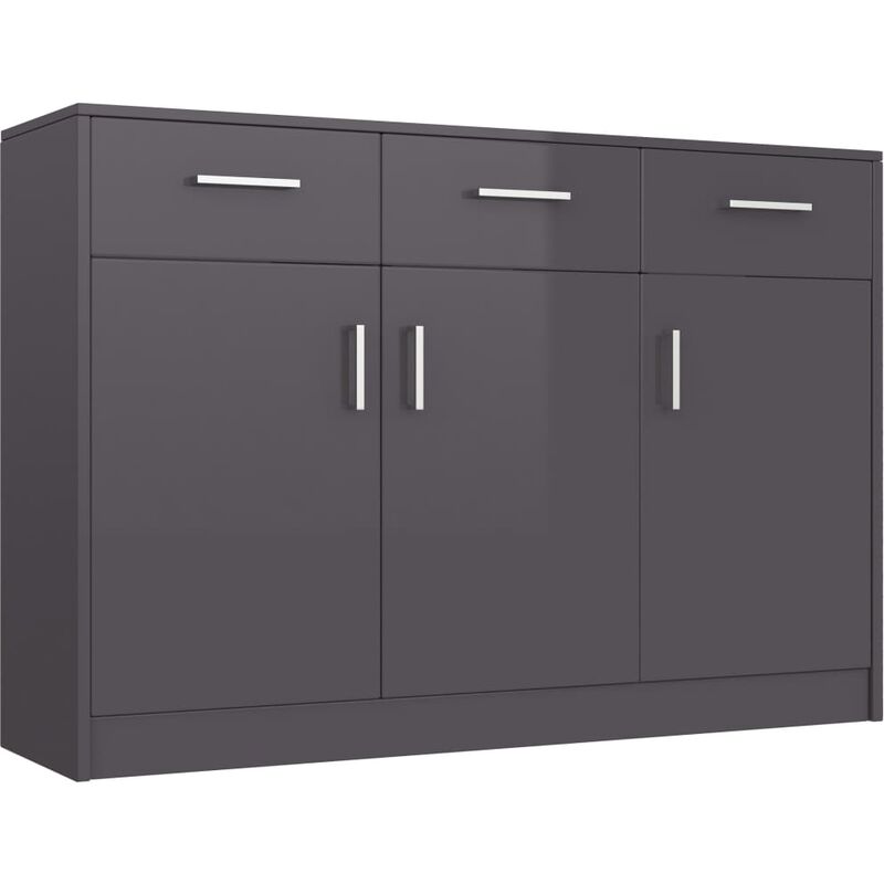 Sideboard Hochglanz-Grau 110×34×75 cm Spanplatte - Grau - Youthup