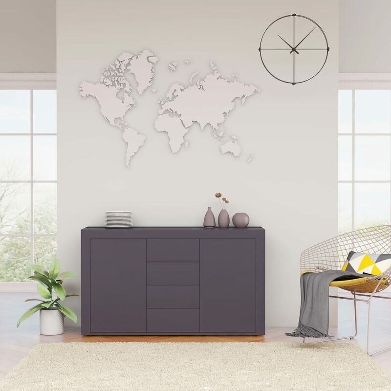 Sideboard Hochglanz-Grau 120×36×69 cm Spanplatte - Grau - Youthup