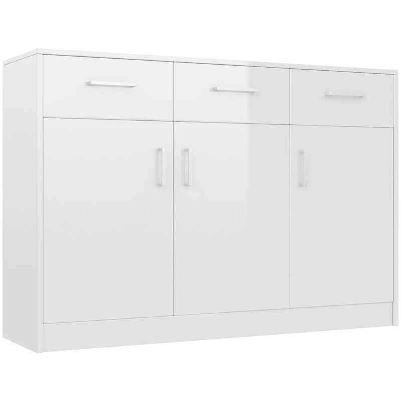 Sideboard Hochglanz-Weiß 110 x 34 x 75 cm Spanplatte - Weiß - Youthup