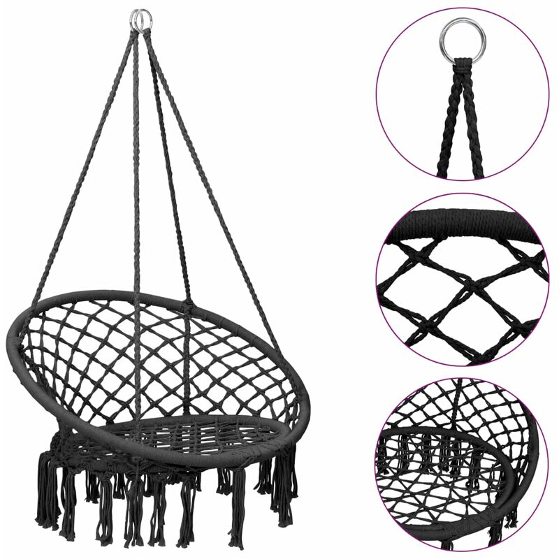 

Silla colgante hamaca columpio 80 cm antracita - Antracita - Youthup
