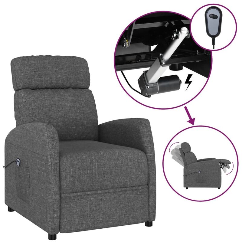 

Silla eléctrica reclinable de tela gris oscuro - Gris - Youthup