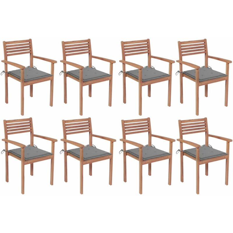 

Sillas apilables de jardín 8 uds madera de teca con cojines - Marrón - Youthup