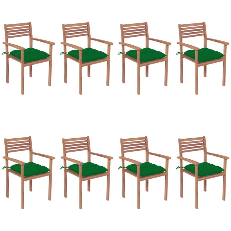 

Sillas apilables de jardín 8 uds madera de teca con cojines - Marrón - Youthup