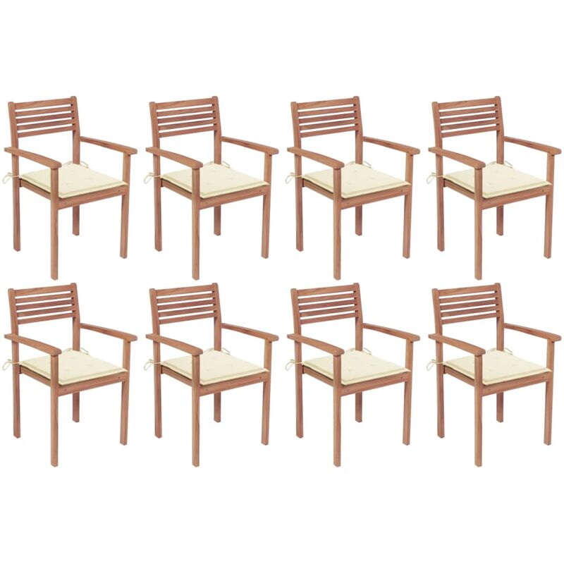 

Sillas apilables de jardín 8 uds madera de teca con cojines - Marrón - Youthup