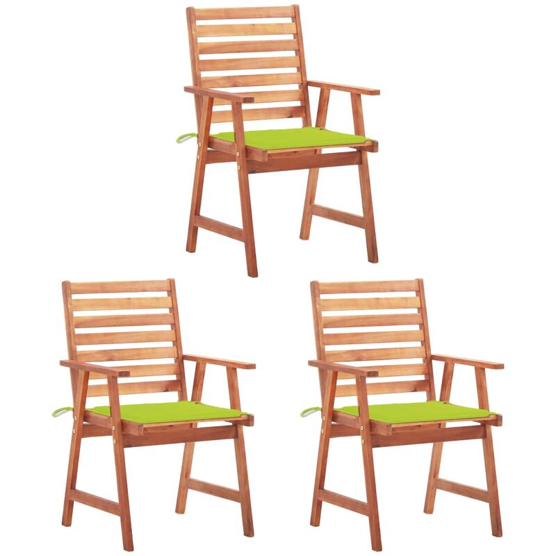 

YOUTHUP Sillas comedor de jardín 3 uds madera maciza acacia y cojines - Marrón