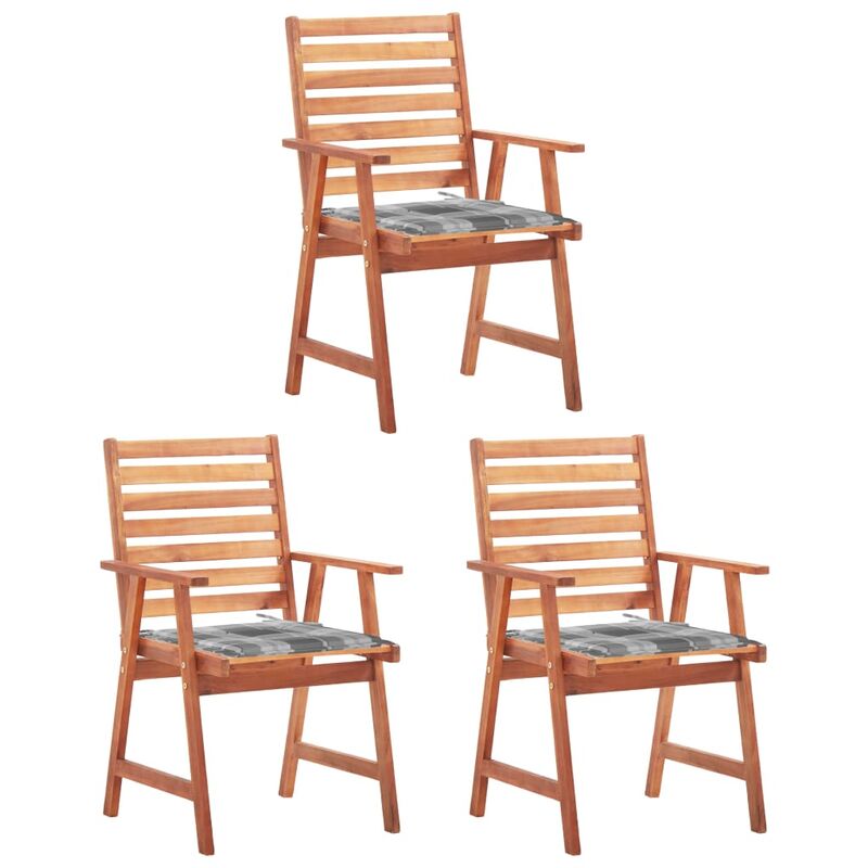 

Sillas comedor de jardín 3 uds madera maciza acacia y cojines - Marrón - Youthup