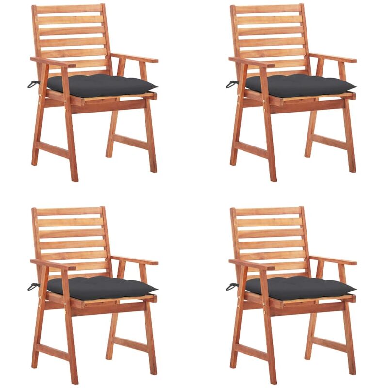 

Sillas comedor de jardín y cojines 4 uds madera maciza acacia - Marrón - Youthup