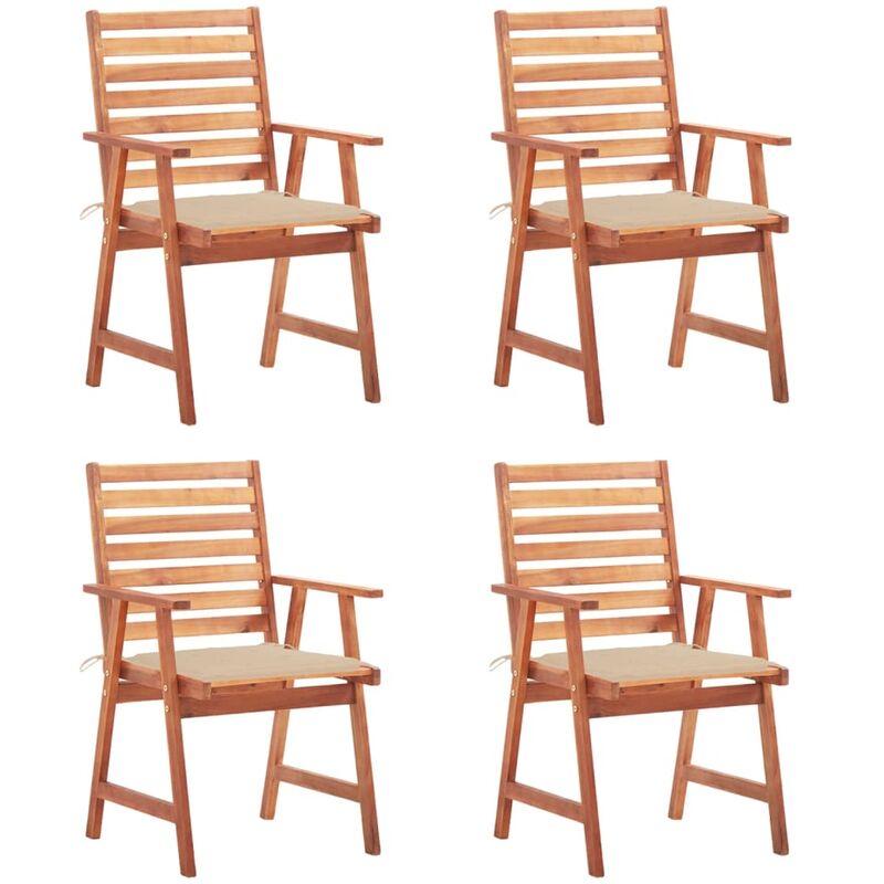 

YOUTHUP Sillas comedor de jardín y cojines 4 uds madera maciza acacia - Marrón