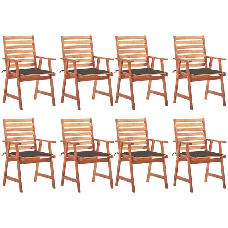 

Sillas comedor de jardín y cojines 8 uds madera maciza acacia - Marrón - Youthup