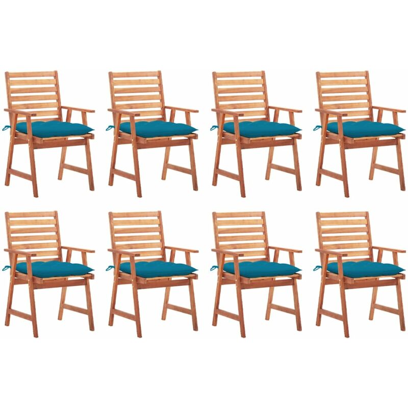 

Sillas comedor de jardín y cojines 8 uds madera maciza acacia - Marrón - Youthup