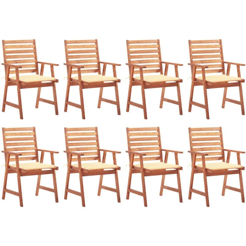 

Sillas comedor de jardín y cojines 8 uds madera maciza acacia - Marrón - Youthup
