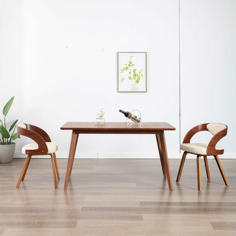 

Sillas de comedor 2 uds madera curvada y cuero sintético crema - Crema - Youthup