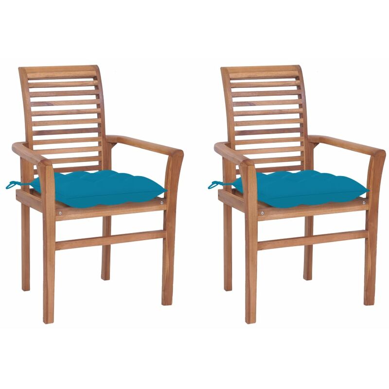 

Sillas de comedor 2 uds madera de teca con cojines azul claro - Youthup