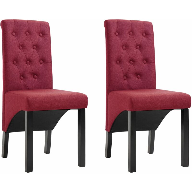 

Sillas de comedor 2 unidades de tela color vino tinto - Rojo - Youthup