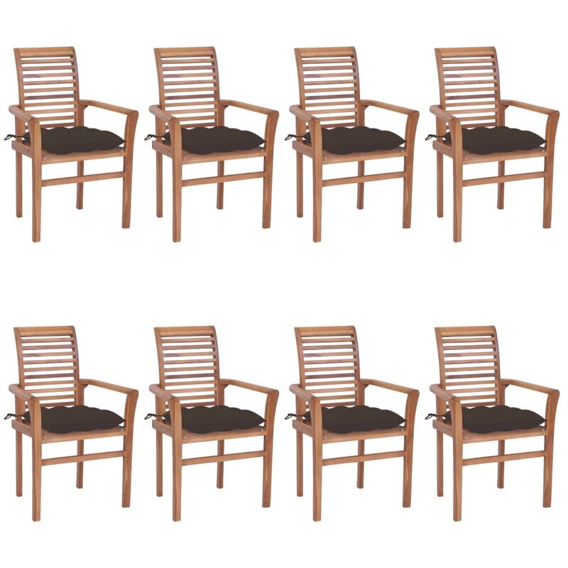 

Sillas de comedor 8 uds madera de teca con cojines gris taupe - Marrón - Youthup
