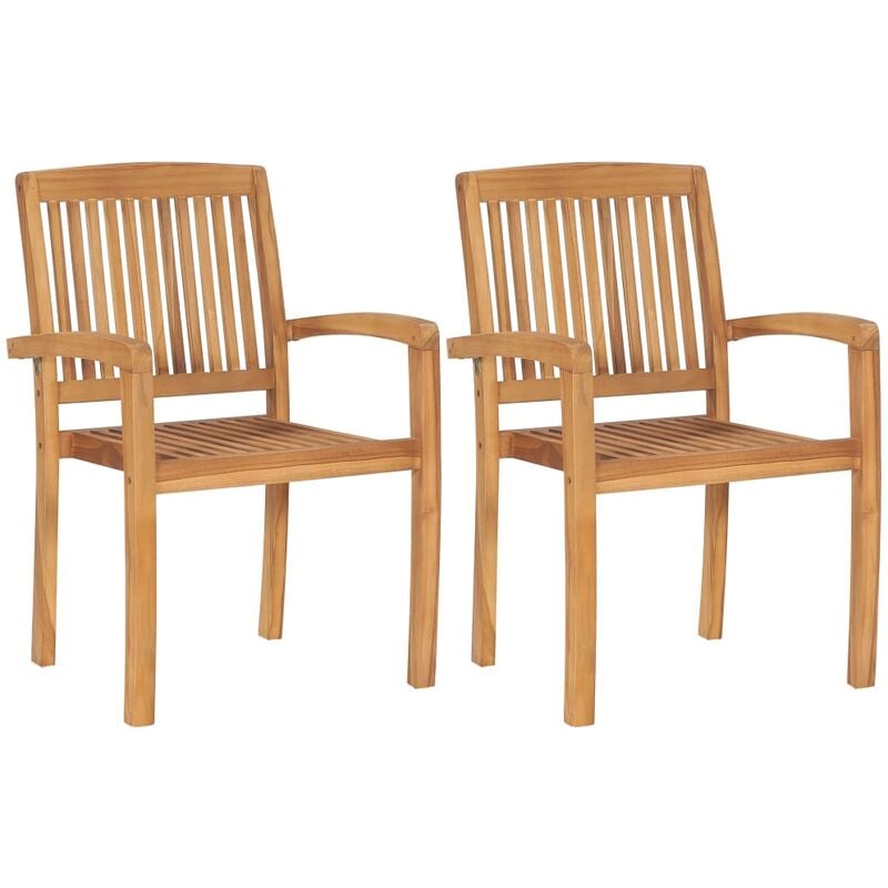 

Sillas de comedor de jardín apilables 2 uds madera maciza teca - Marrón - Youthup