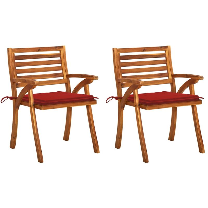 

Sillas de comedor jardín con cojines 2 uds madera maciza acacia - Marrón - Youthup