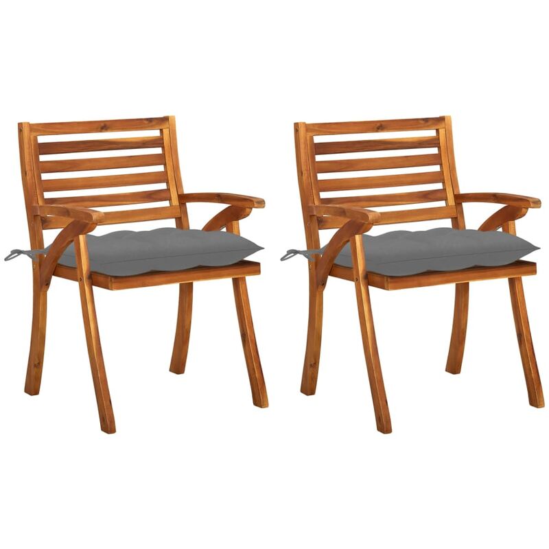

Sillas de comedor jardín con cojines 2 uds madera maciza acacia - Marrón - Youthup