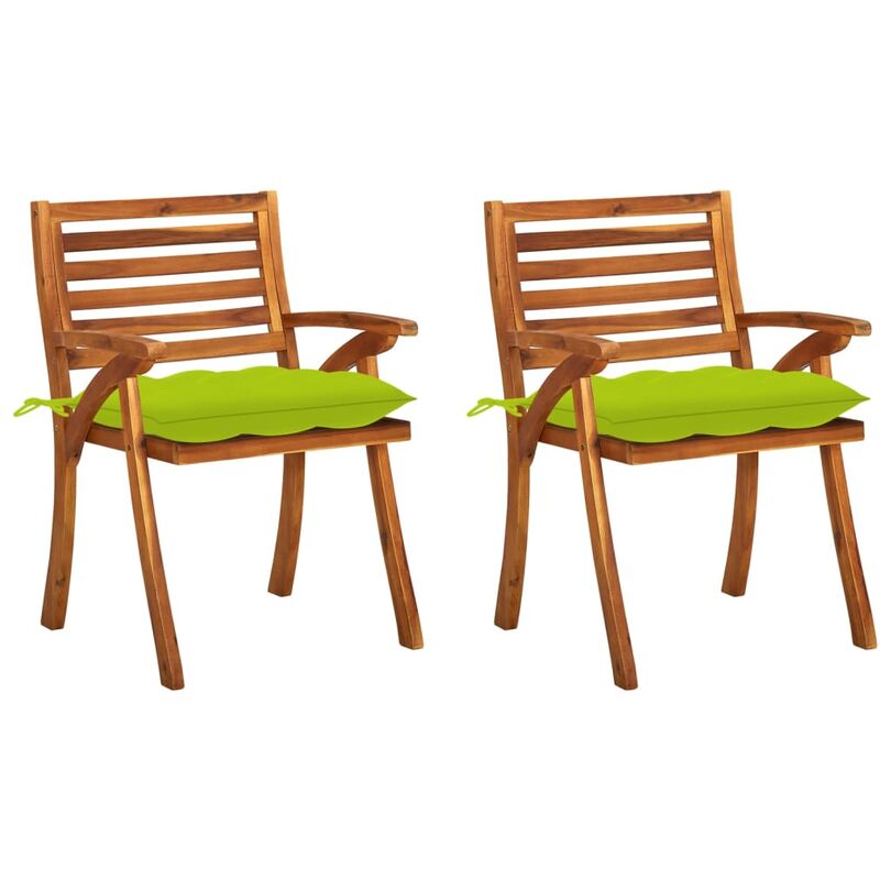 

Sillas de comedor jardín con cojines 2 uds madera maciza acacia - Marrón - Youthup