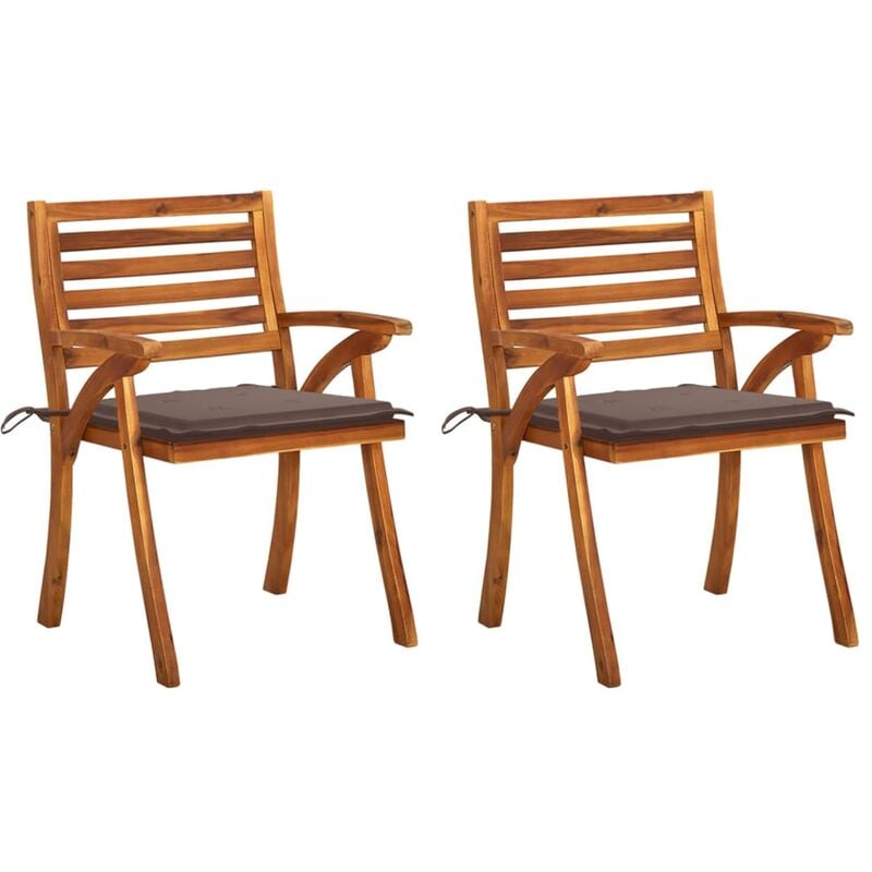 

Sillas de comedor jardín con cojines 2 uds madera maciza acacia - Marrón - Youthup