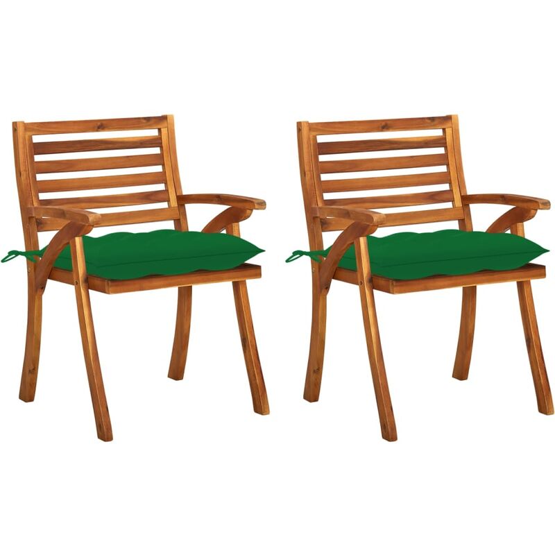 

Sillas de comedor jardín con cojines 2 uds madera maciza acacia - Marrón - Youthup