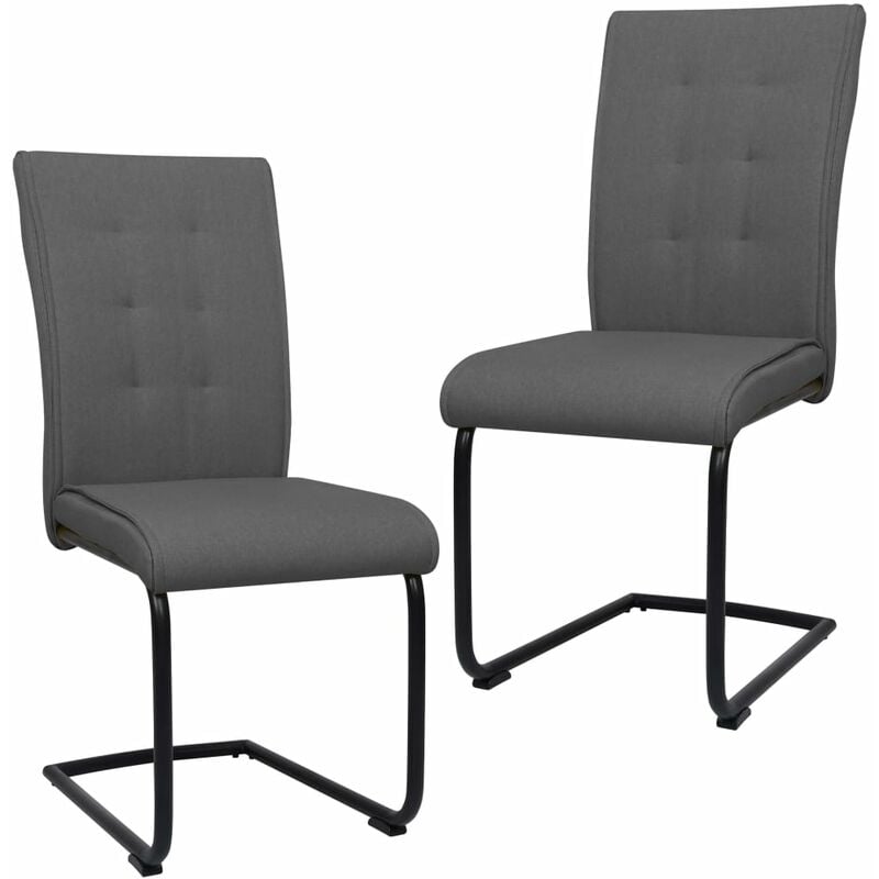 

Sillas de comedor voladizas 2 unidades tela gris oscuro - Gris - Youthup