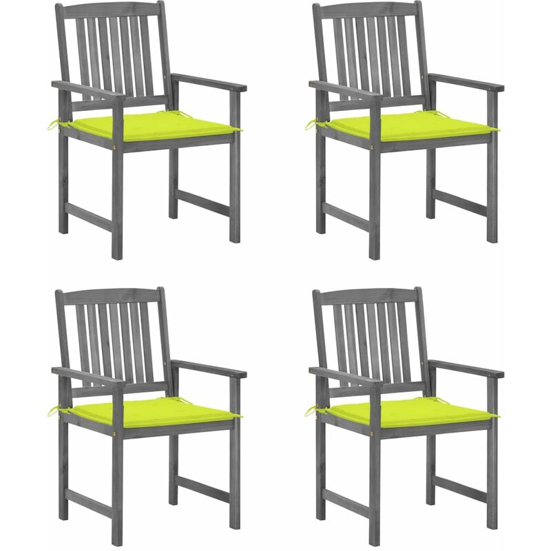 

Sillas de director 4 uds madera maciza de acacia y cojines gris - Gris - Youthup