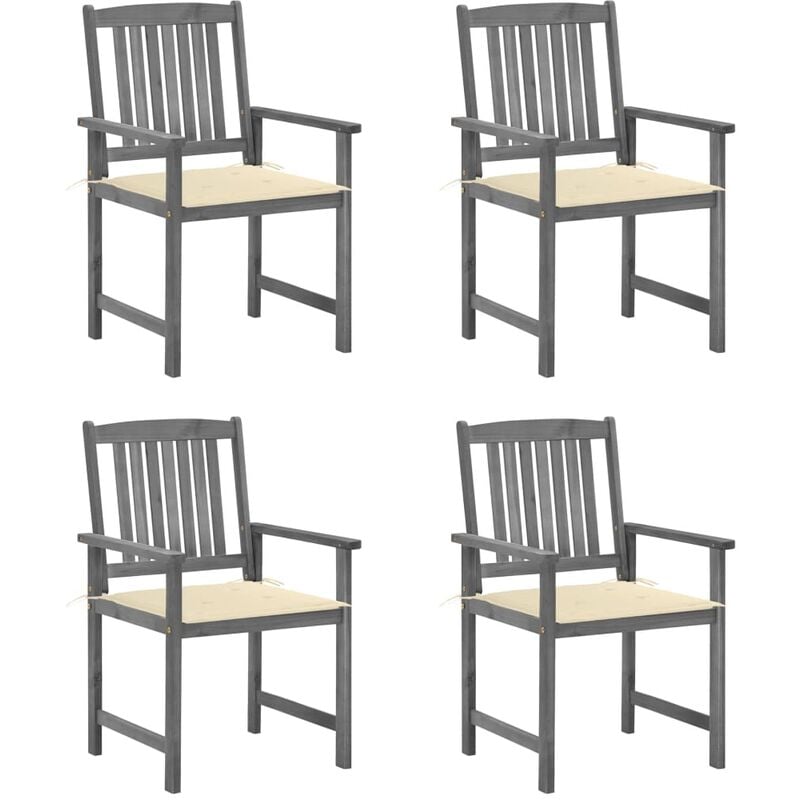 

Sillas de director 4 uds madera maciza de acacia y cojines gris - Gris - Youthup