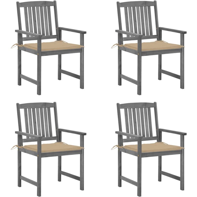 

Sillas de director 4 uds madera maciza de acacia y cojines gris - Gris - Youthup