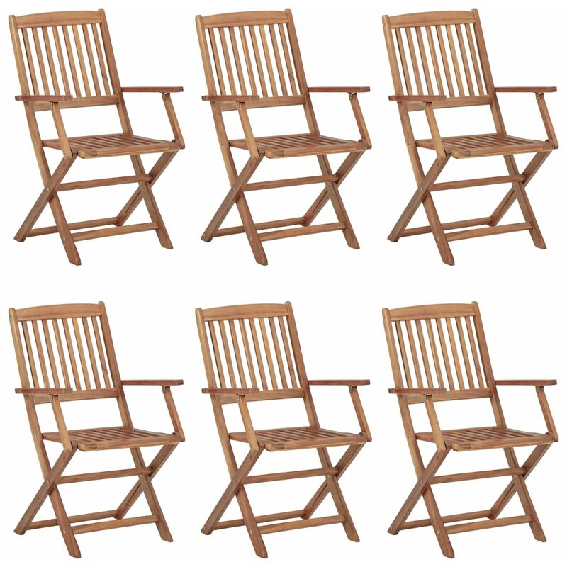 

Sillas de exterior plegables 6 uds madera maciza acacia - Marrón - Youthup