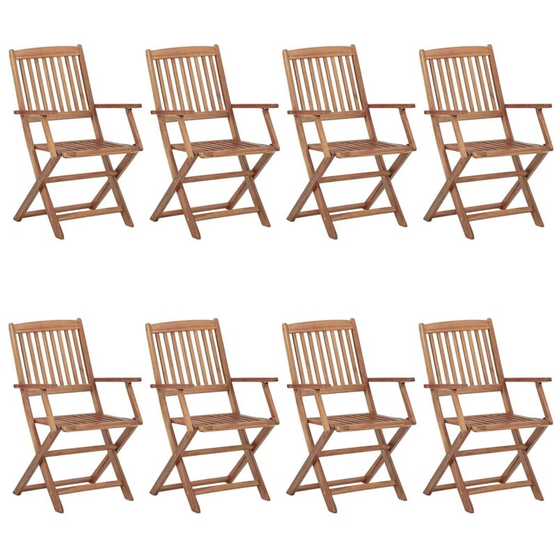 

Sillas de exterior plegables 8 uds madera maciza acacia - Marrón - Youthup
