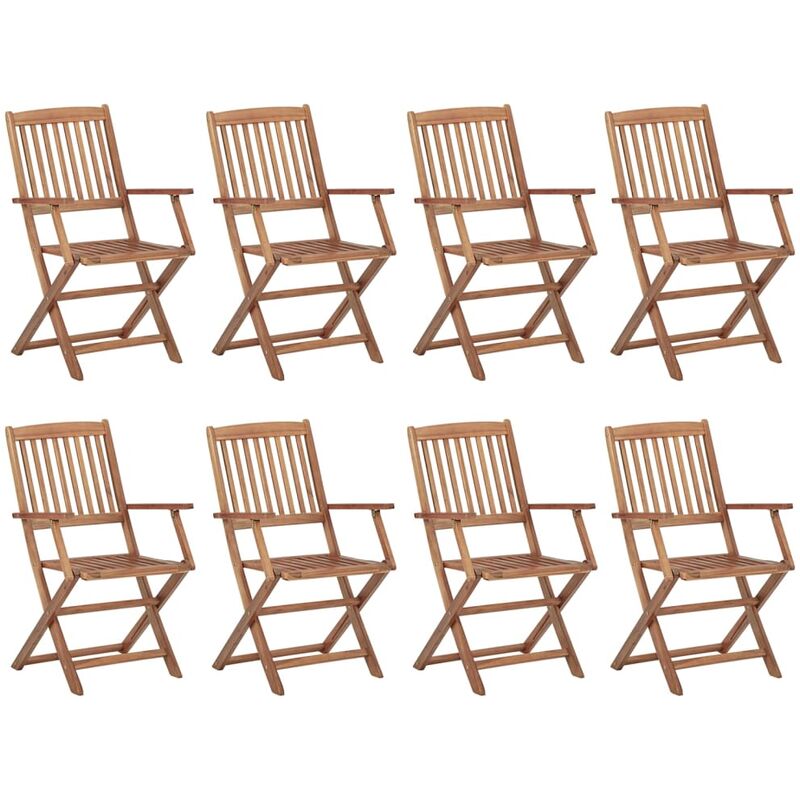 

Sillas de exterior plegables 8 uds madera maciza acacia - Marrón - Youthup