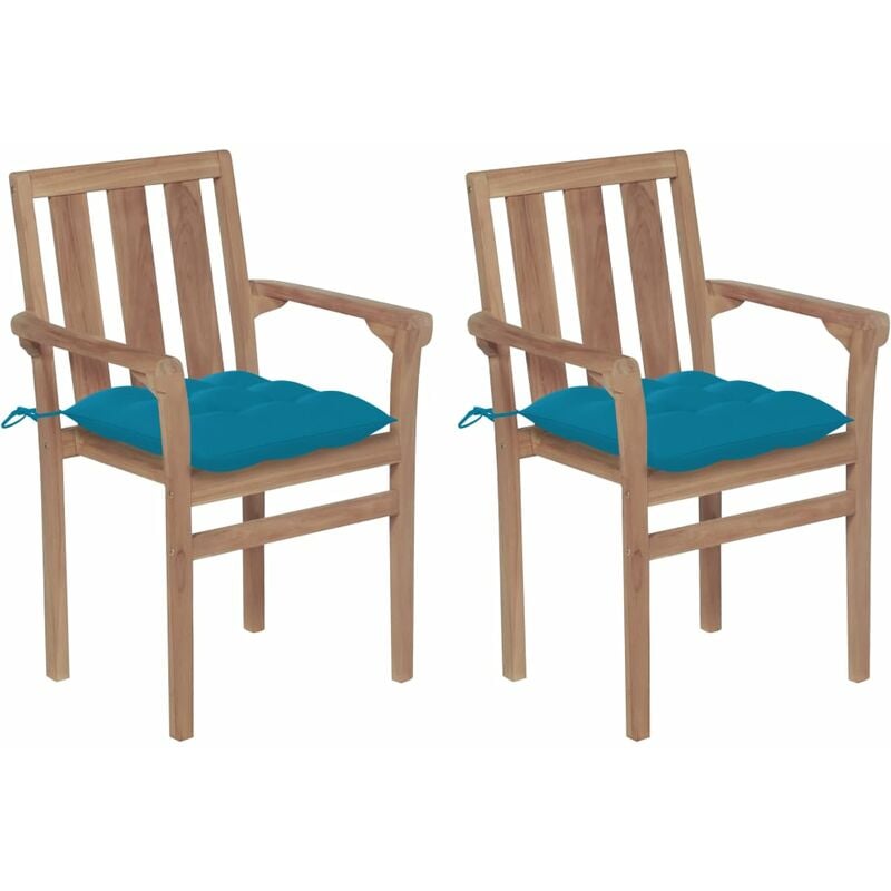 

YOUTHUP Sillas de jardín 2 uds madera de teca con cojines azul claro - Azul
