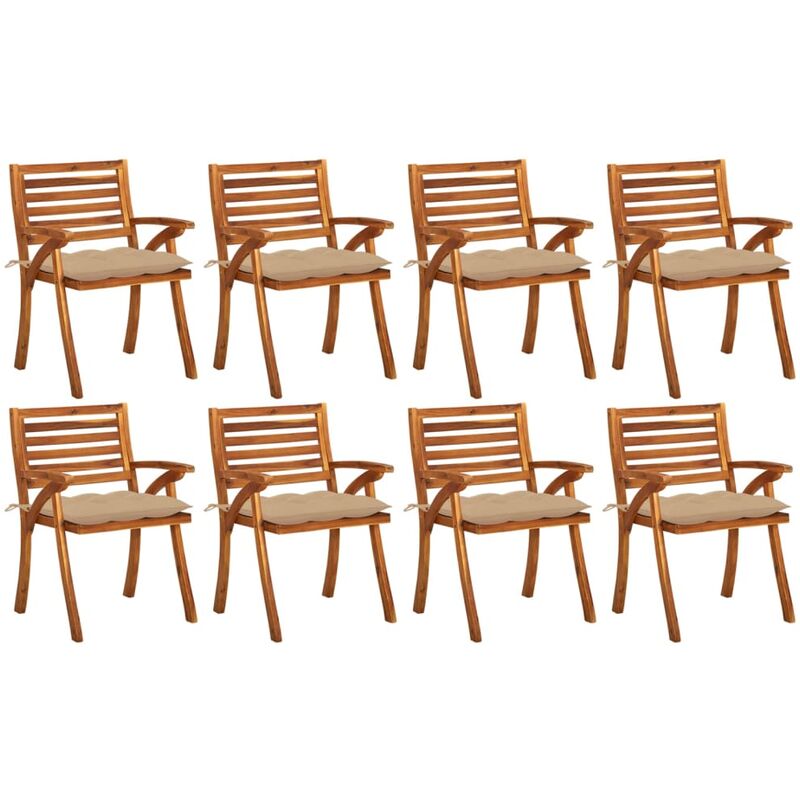 

Sillas de jardín 8 uds madera maciza de teca con cojines - Marrón - Youthup